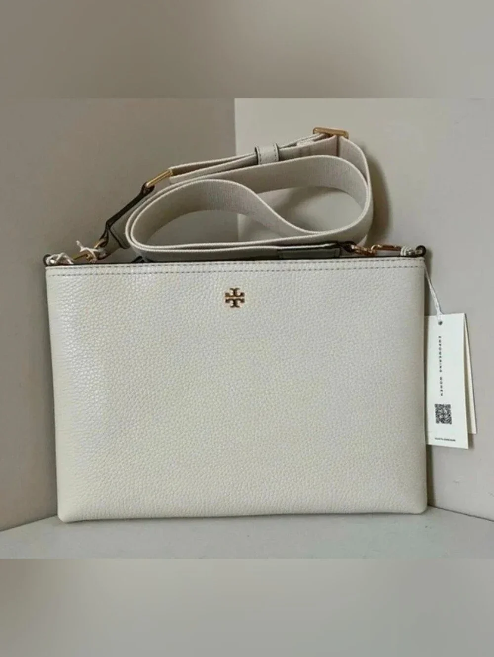 NWT Tory Burch Blake Swingpack Crossbody Clutch Leather Bag – Ivory/Off-White